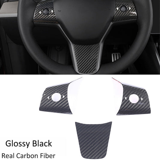 Steering Wheel Control Panel Carbon Fiber Cover